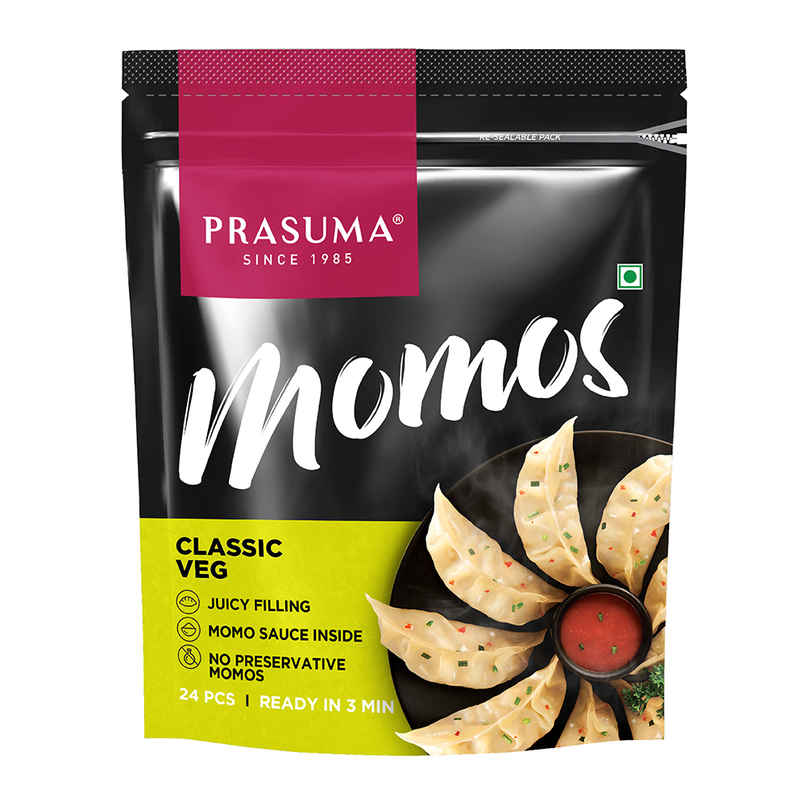 Prasuma Classic Darjeeling Veg Momos, 24 pcs | Authentic Himalayan Taste | Fresh Veggie Filling