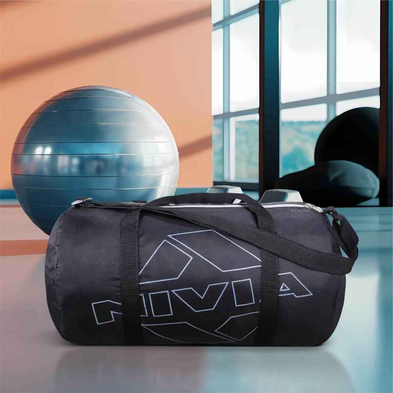 Nivia Enfold 20 Polyester Gym Duffle Bag | Black & Grey | 18 L
