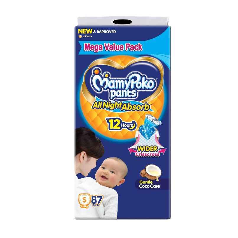 Mamypoko Pants All Night Absorb Pant-Style Baby Diapers | Size S | 4-8 kg