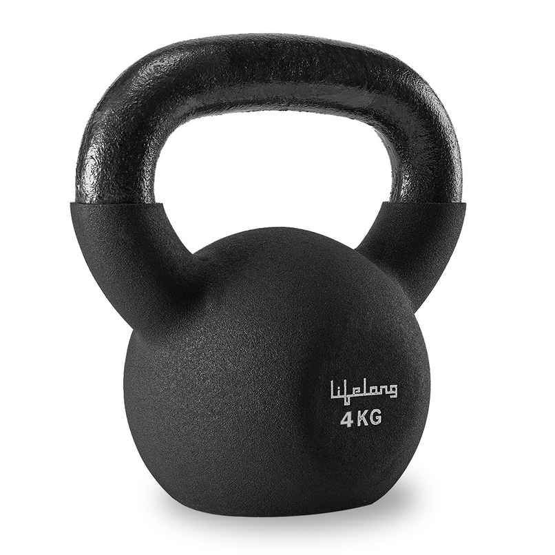 Lifelong Cast Iron, Neoprene Kettlebell (4 kg X 1) | Black | Home Gym | Home Workout Lifelong Cast Iron, Neoprene Kettlebell (4 kg X 1) | Black | Home Gym | Home Workout