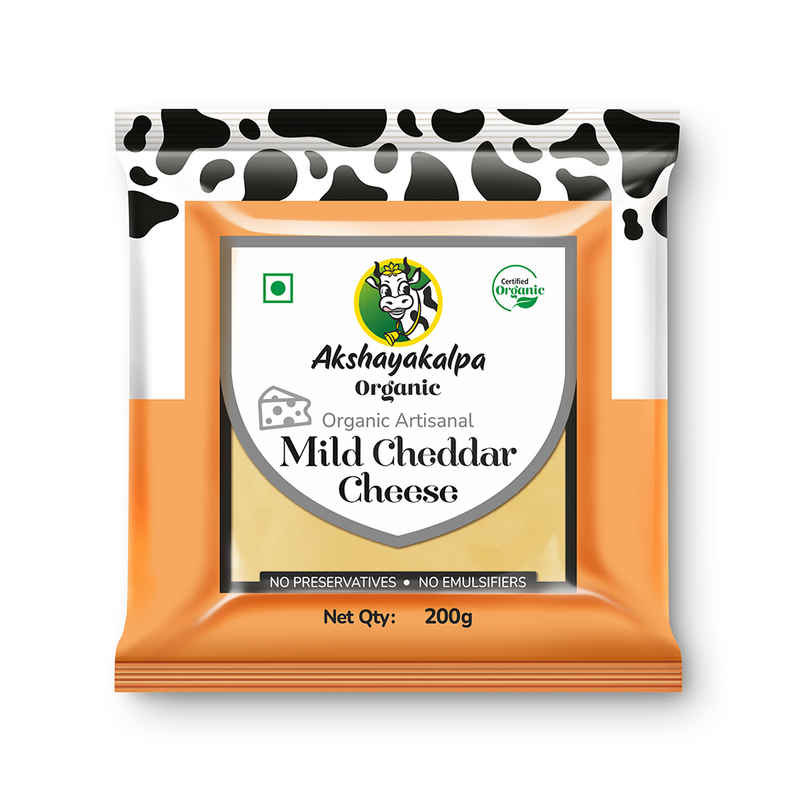 Akshayakalpa Organic Artisanal Mild Cheddar Cheese 200 Gms