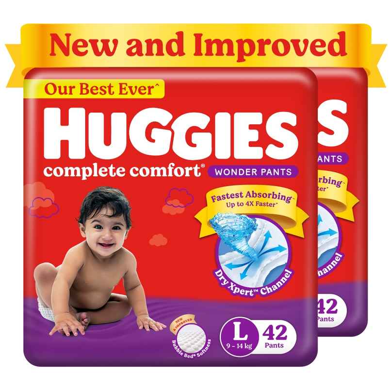 Huggies Complete Comfort Wonder Baby Diapers | Pant Style | L | 84 pcs Huggies Complete Comfort Wonder Baby Diapers | Pant Style | L | 84 pcs