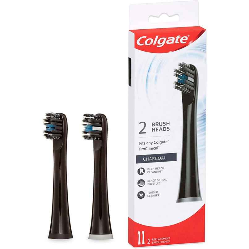 Colgate Proclinical 150 Charcoal Battery Powered Toothbrush Refill Heads Electric Brush Heads With Soft Bristles And Strong Strokes, Fits Any Colgate Proclinical Electric Toothbrush
