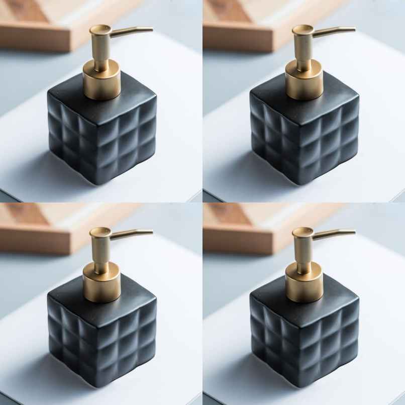 Umai Soap Dispenser Ceramic Soap and Lotion Dispenser Set 220 ml | Black