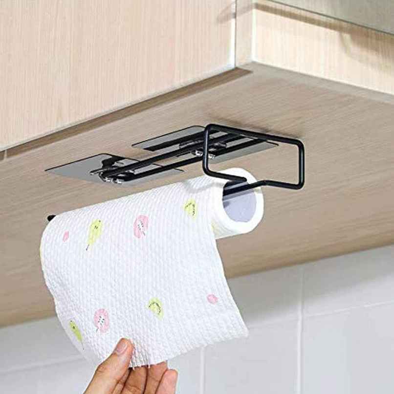 Perpetual Tissue Paper Holder | GI Steel Self-Adhesive Roll Holder for Bathroom | Pack of 1