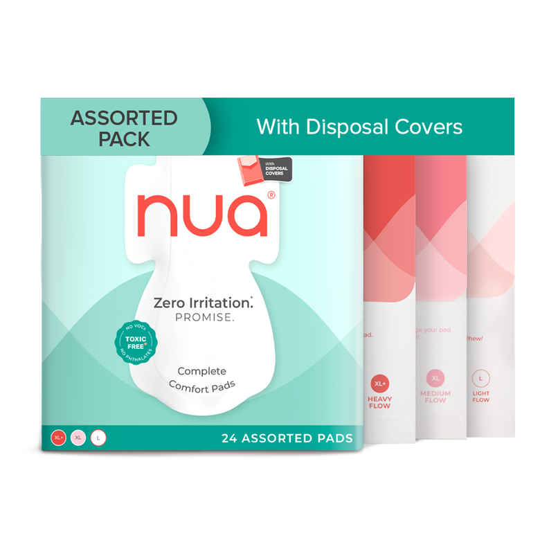 Nua Multisize Pads With Disposal Cover | Assorted pack | 24 pcs