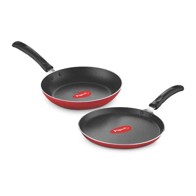 Pigeon Non-Stick Cookware Duo Pack Combo - Red | Non-Induction Base