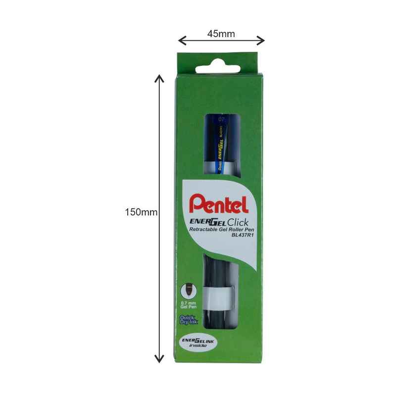 Pentel BL437R1 Energel Click Single Black Body Blue Ink