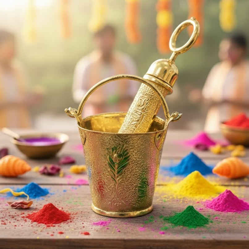 Ladoo Gopal Gold Decorative Holi Pichkari | Diacraft