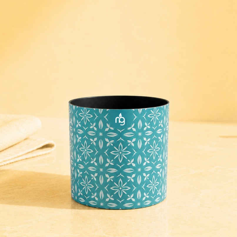 Nurturing Green Floral Metal Planter