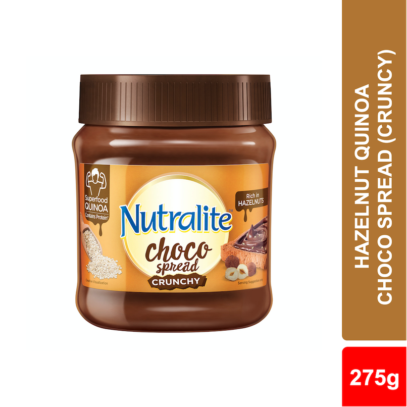 Nutralite Choco Spread Crunchy With Protein-Rich Quinoa Premium Chocolate & Real Hazelnuts - 275 g