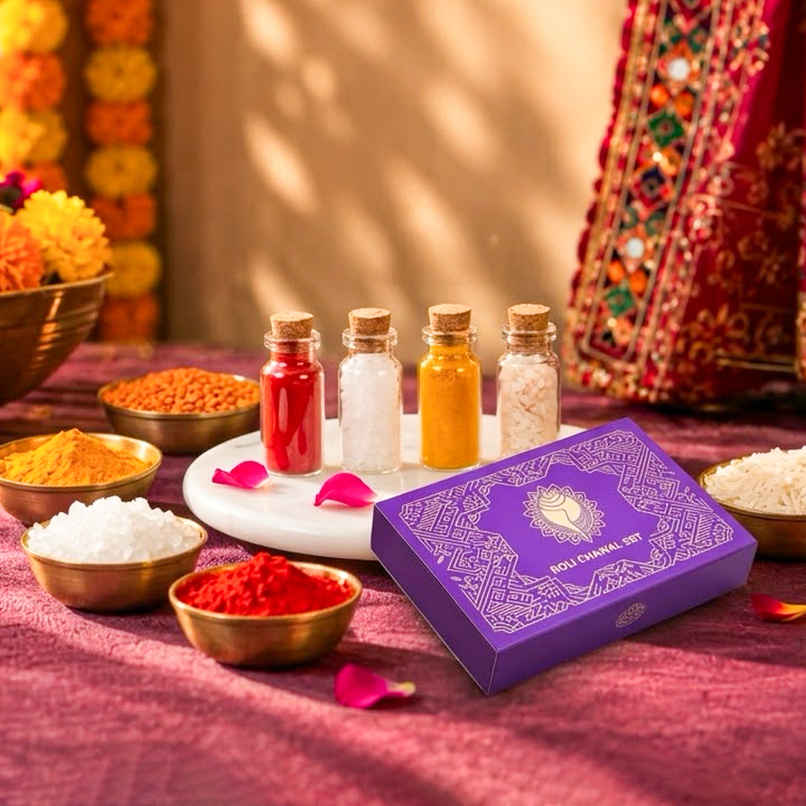 ServDharm Purple Festive Roli Chawal Set