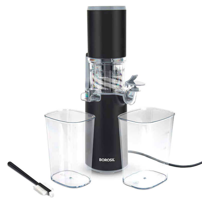 Borosil Easy Juice Cold Press Slow Juicer | 130W | Less Oxidation | For Fruits & Vegetables - Black