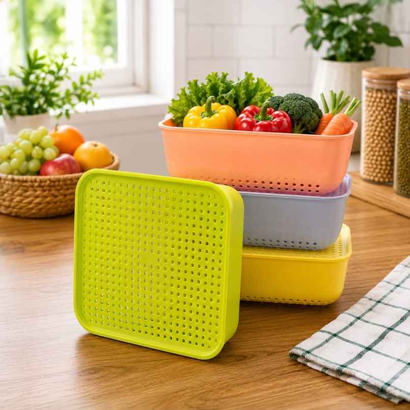 Zedak ABS Plastic Multipurpose Basket with Lid | Multicolour Zedak ABS Plastic Multipurpose Basket with Lid | Multicolour