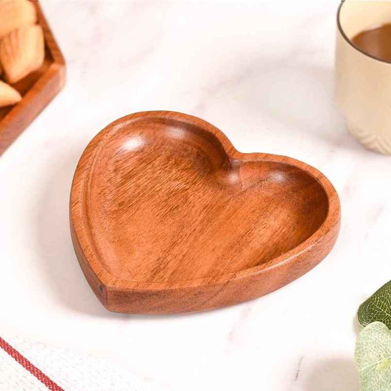 Nestasia Acacia Wood Heart Dessert Plate | 6 in Nestasia Acacia Wood Heart Dessert Plate | 6 in