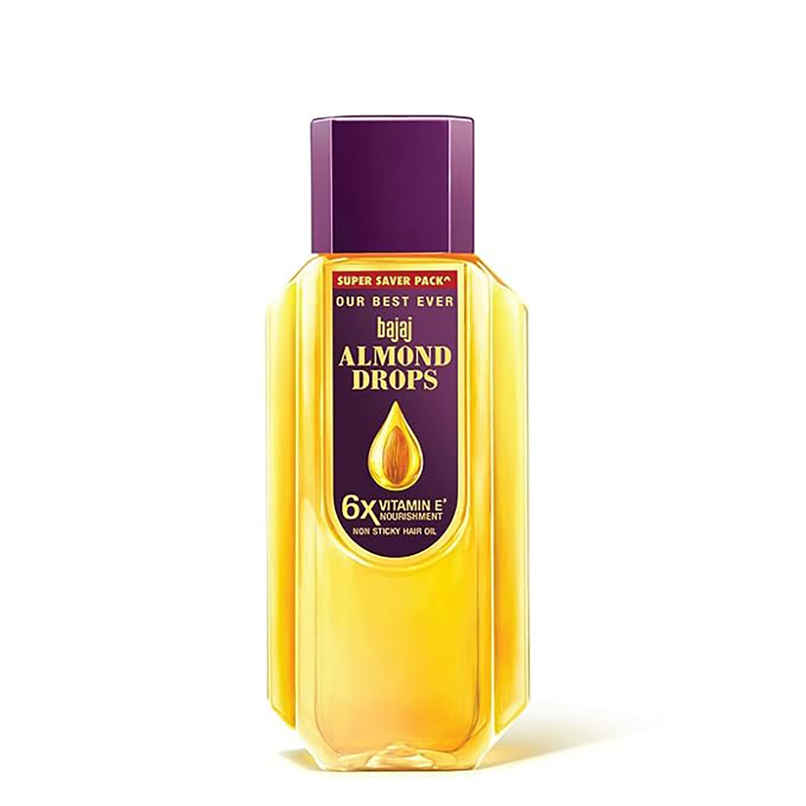 Bajaj Almond Drops Hair Oil with 2x Hairfall Reduction and 6x Vitamin E & Almond Oil Bajaj Almond Drops Hair Oil with 2x Hairfall Reduction and 6x Vitamin E & Almond Oil