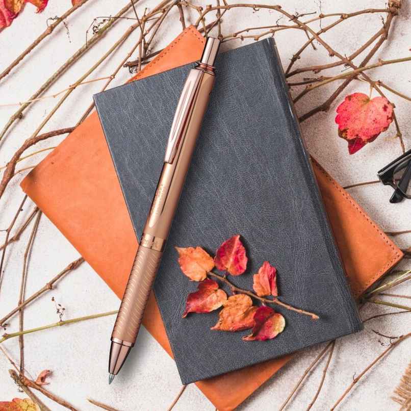 Pentel BL407 Energel Metal Single Box Rose Gold Body Blue Ink