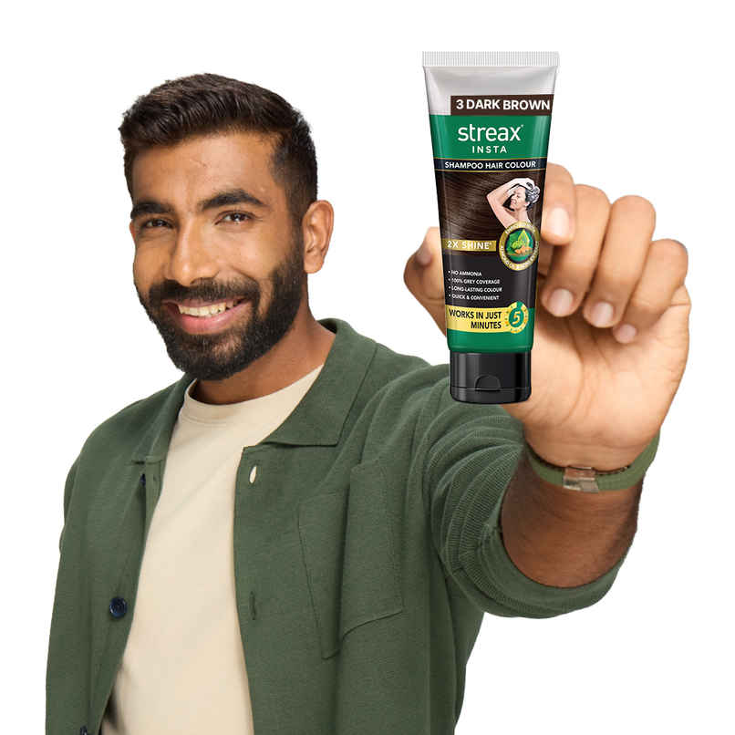 Streax Insta Shampoo Hair Colour - Dark Brown, Easy Diy- Squeeze Pack