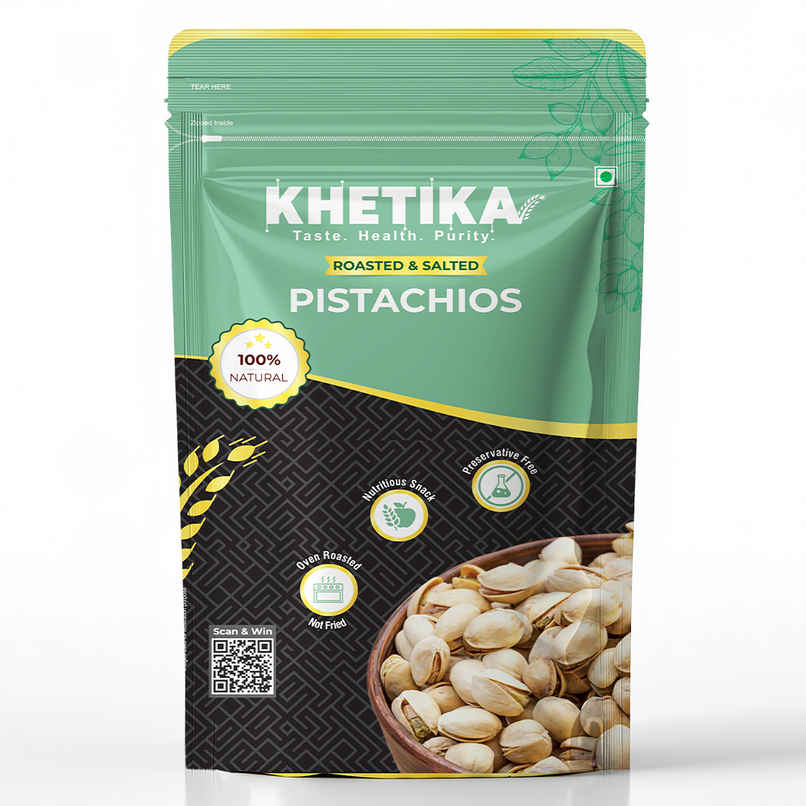 Khetika Premium Roasted & Salted Pistachio | Pista | Zero Preservatives