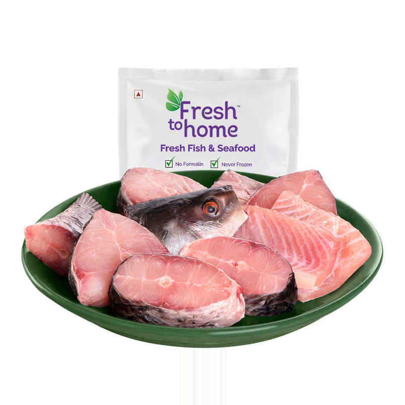 Freshtohome Rohu / Rui - Bengali Cut with Head (400g-420g Pack) Freshtohome Rohu / Rui - Bengali Cut with Head (400g-420g Pack)