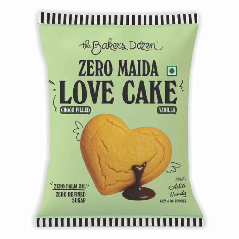 The Baker's Dozen Zero Maida Love Cake - Vanilla | Veg/Eggless Heart cake - filled with Choco The Baker's Dozen Zero Maida Love Cake - Vanilla | Veg/Eggless Heart cake - filled with Choco