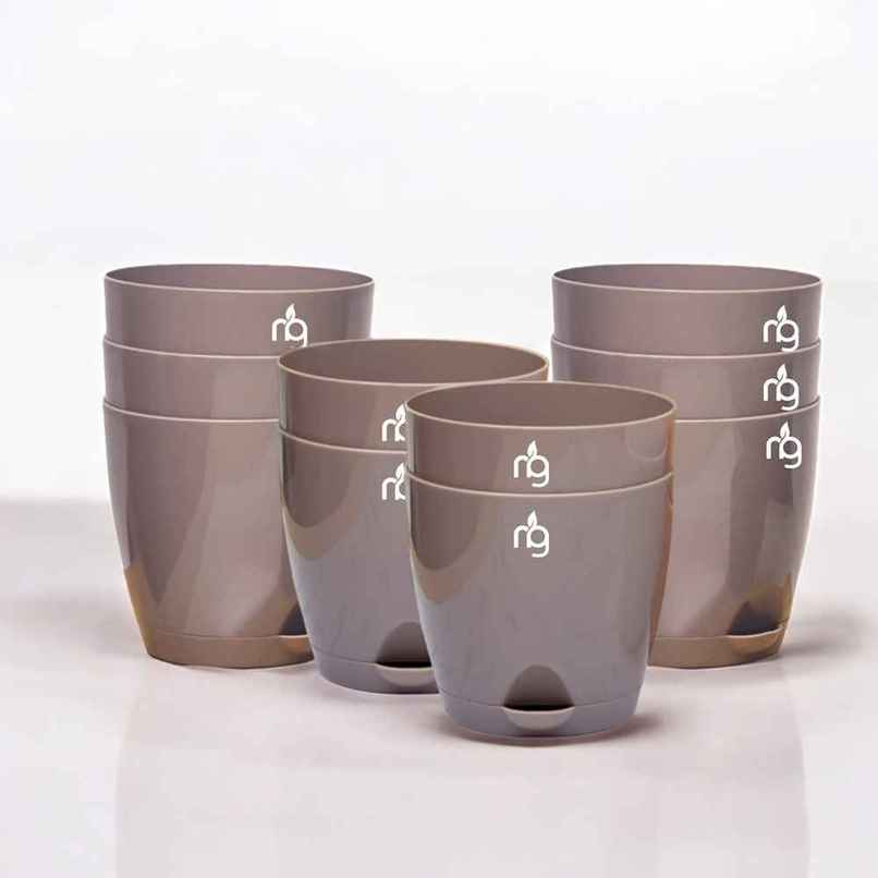 Nurturing Green - Mocha Self Watering Pots for Plants | Set of 10 | Size: 14cm x 12.5cm Nurturing Green - Mocha Self Watering Pots for Plants | Set of 10 | Size: 14cm x 12.5cm