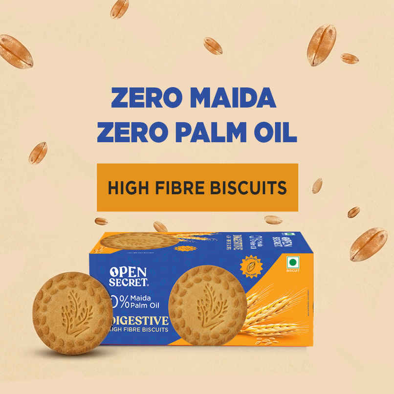 Open Secret Healthy Digestive Biscuit | 0% Maida, 0% Palm Oil, High Fibre | Goodness of Atta