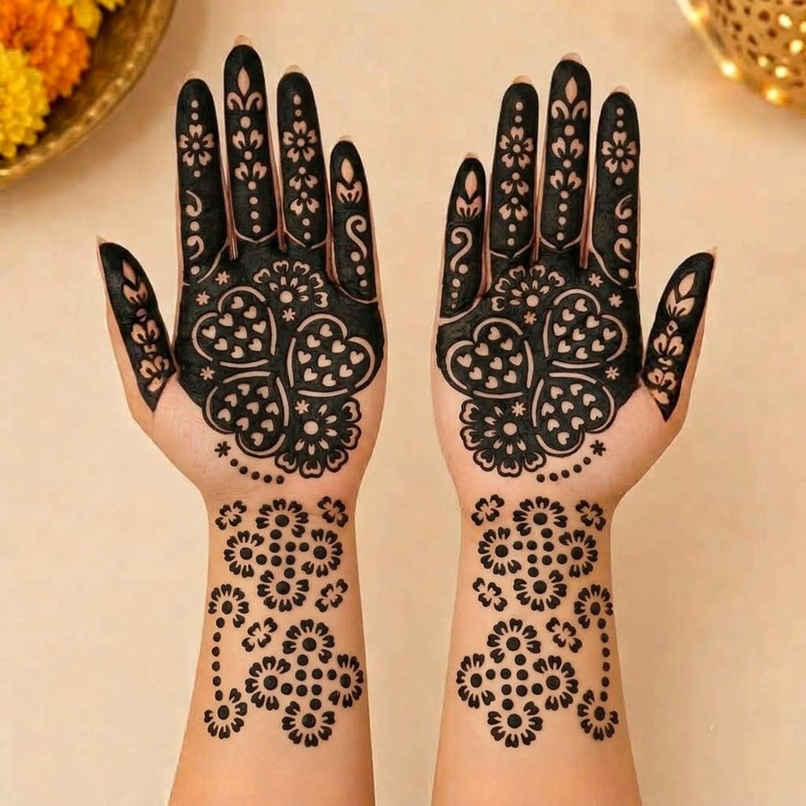 Heart Blossom Mehendi Hand Stencil | ServDharm
