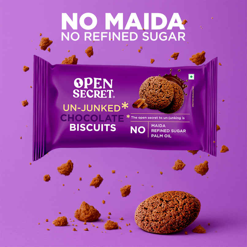 Open Secret Zero Maida Chocolate Biscuits, Healthy Snacks with No Refined Sugar & No Palm Oil Open Secret Zero Maida Chocolate Biscuits, Healthy Snacks with No Refined Sugar & No Palm Oil