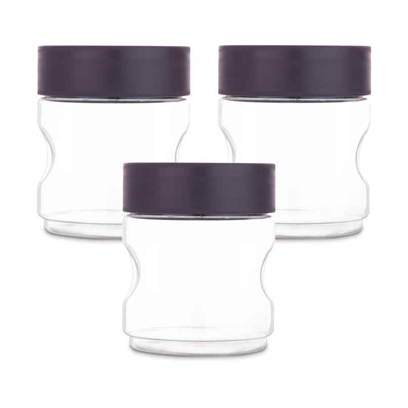 Flair Plastic Stackup Pet Jar Set Of 3 Pcs 500 ml (Brown), Transparent
