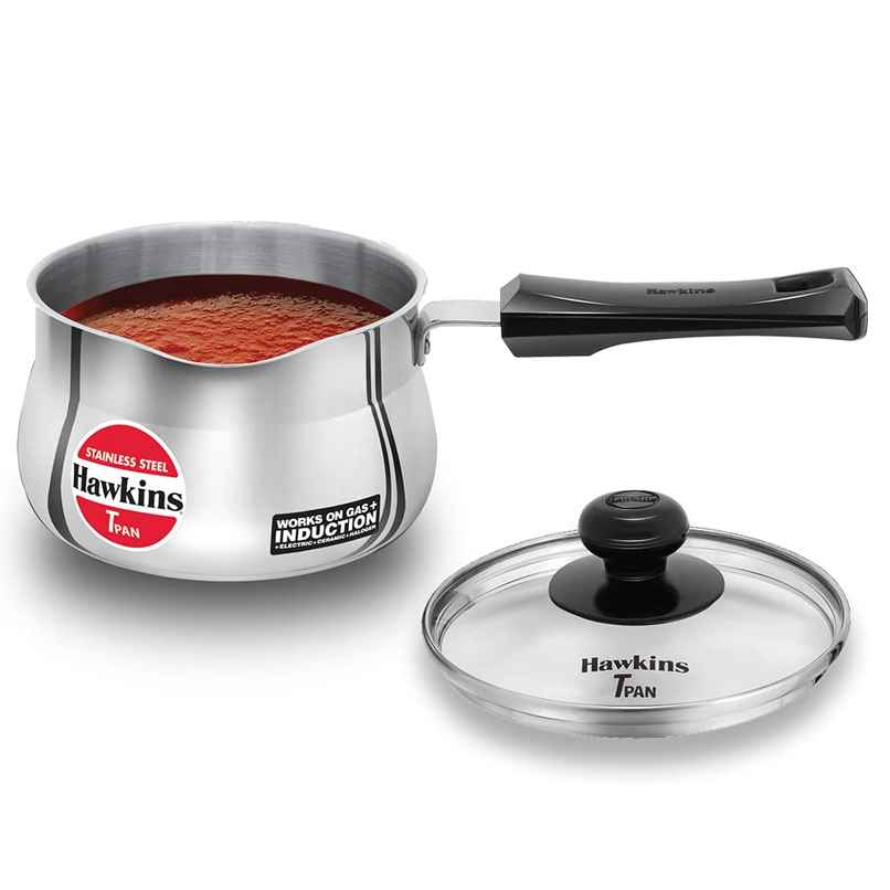 Hawkins 1.5 Litre Stainless Steel Tea Pan With Glass Lid, Induction Sauce Pan, Silver (Sst15G) Hawkins 1.5 Litre Stainless Steel Tea Pan With Glass Lid, Induction Sauce Pan, Silver (Sst15G)