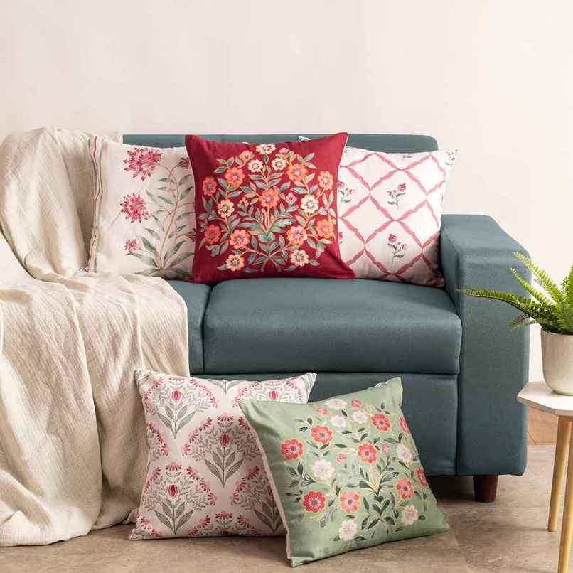 Haus & Kinder Digital Printed 100% Cotton Cushion Cover Pack Of 5 - Crimson Haus & Kinder Digital Printed 100% Cotton Cushion Cover Pack Of 5 - Crimson
