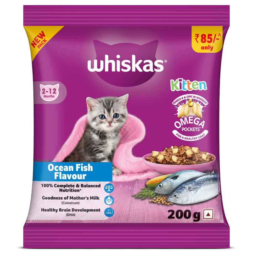 Whiskas Kitten Dry Cat Food | 2 to 12 Months | Ocean Fish Whiskas Kitten Dry Cat Food | 2 to 12 Months | Ocean Fish