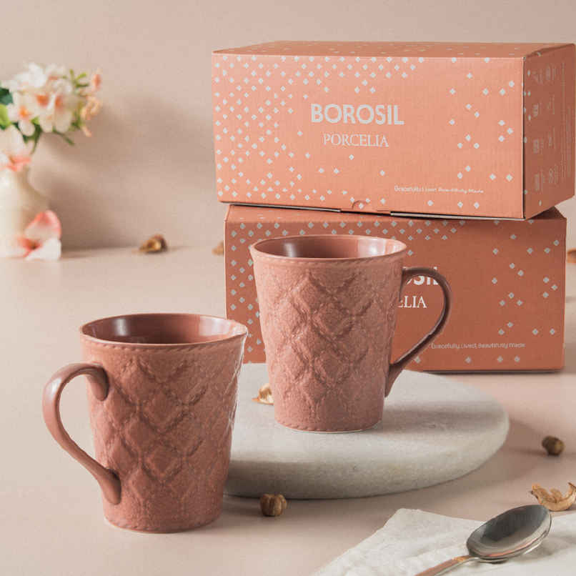 Borosil Porcelia Velvetto Merlot Tea Coffee Porcelain Mug Set Microwave Dishwasher Safe Borosil Porcelia Velvetto Merlot Tea Coffee Porcelain Mug Set Microwave Dishwasher Safe