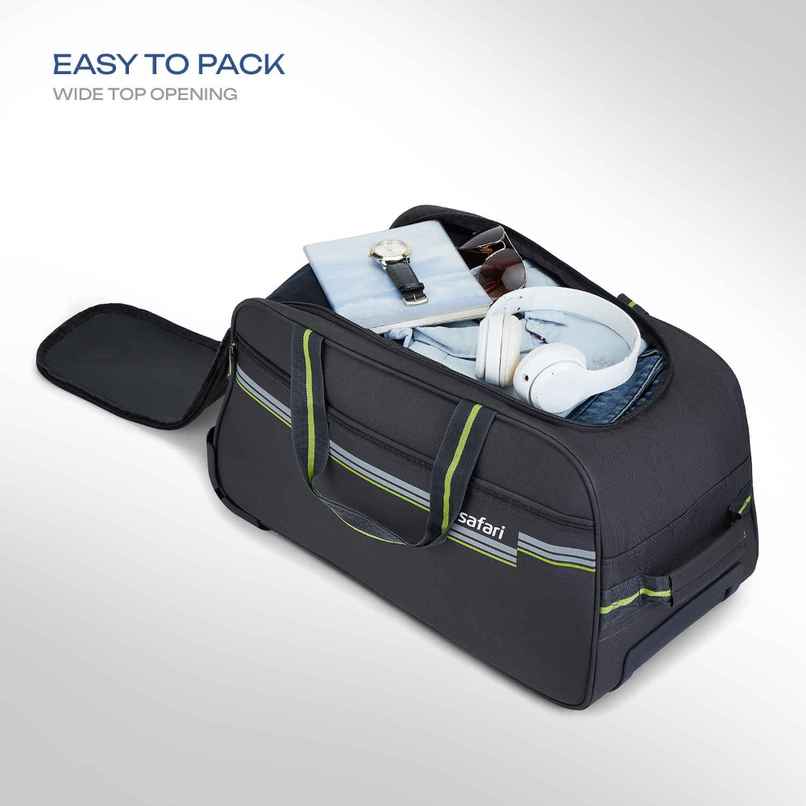 Safari Sprinter Cabin size Duffle Trolley Bag with wheels | Grey - 55 cm