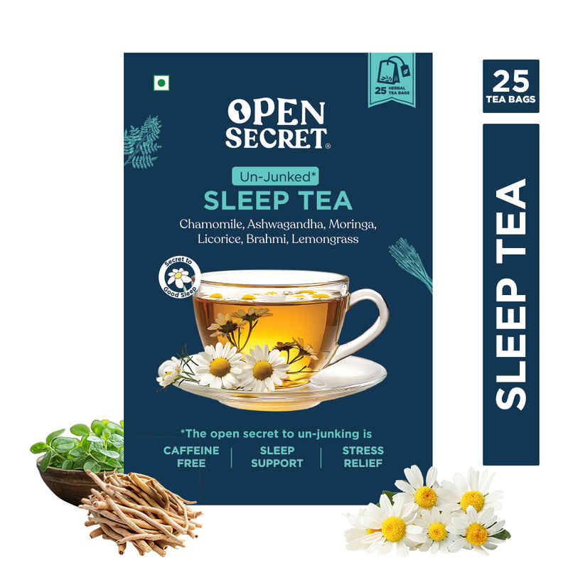 Open Secret Herbal Sleep Tea 25 bags - Chamomile Ashwagandha Moringa for Stress Relief weight loss