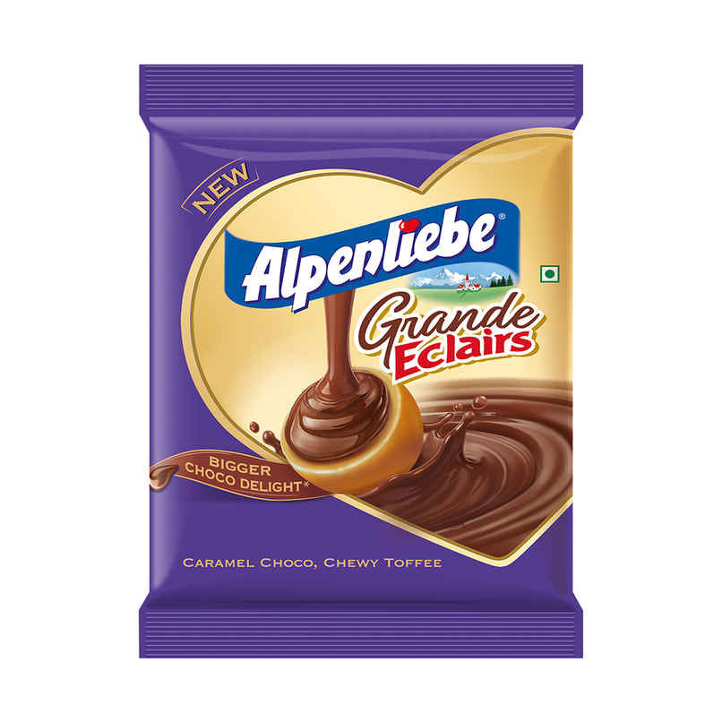 Alpenliebe Eclairs Grande Caramel Choco Chewy Toffee Pouch
