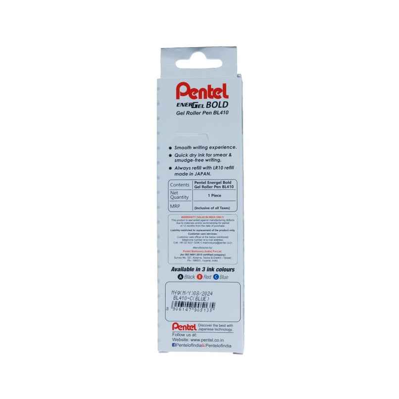 Pentel BL410 Energel Bold Single Black Body Black Ink