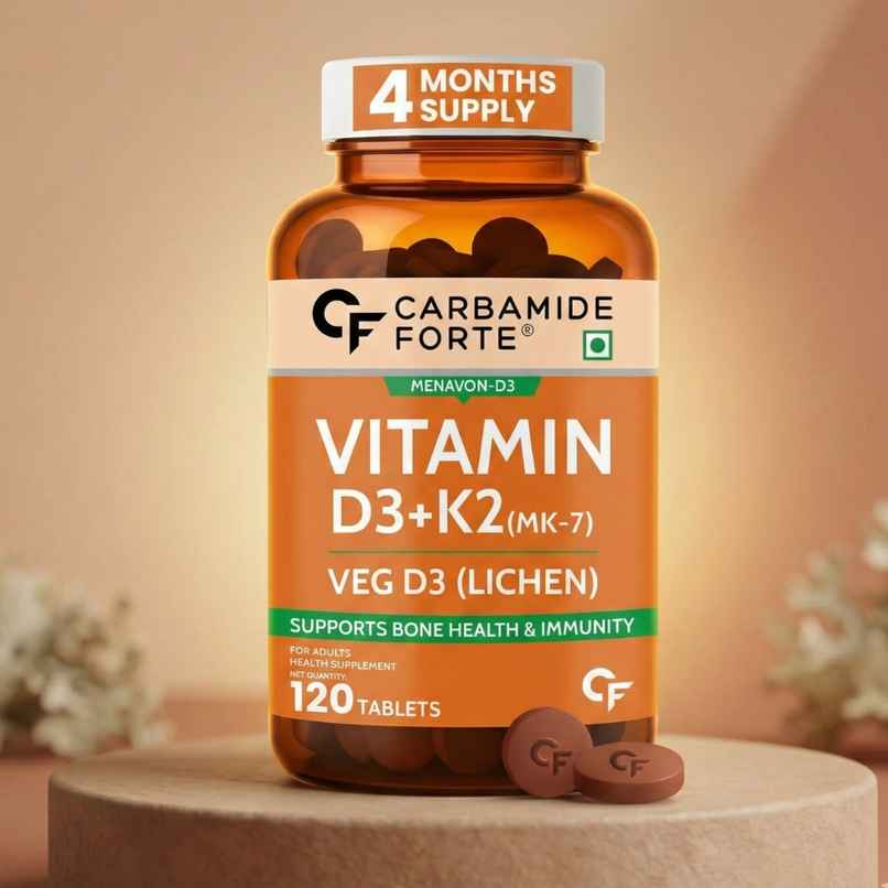 Carbamide Forte Vitamin D Tablets | Vitamin D3 K2 Supplement to support Bone & Heart Health 120 tab