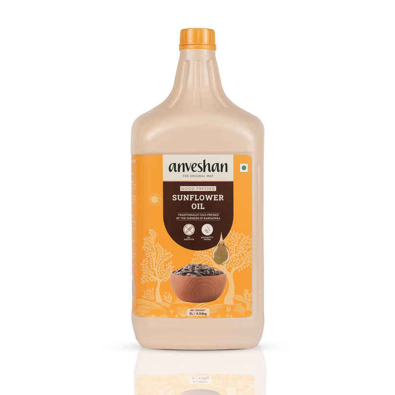 Anveshan Sunflower Wood Cold Pressed Oil Hdpe Can | Healthy Cooking Oil