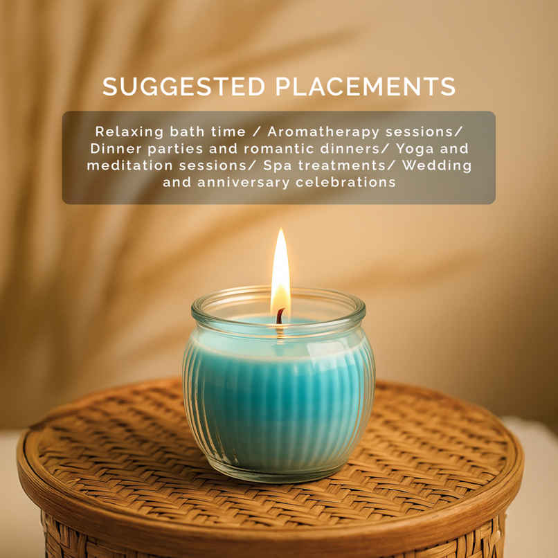 IRIS Cool Blue Ribbed Jar Scented Candle