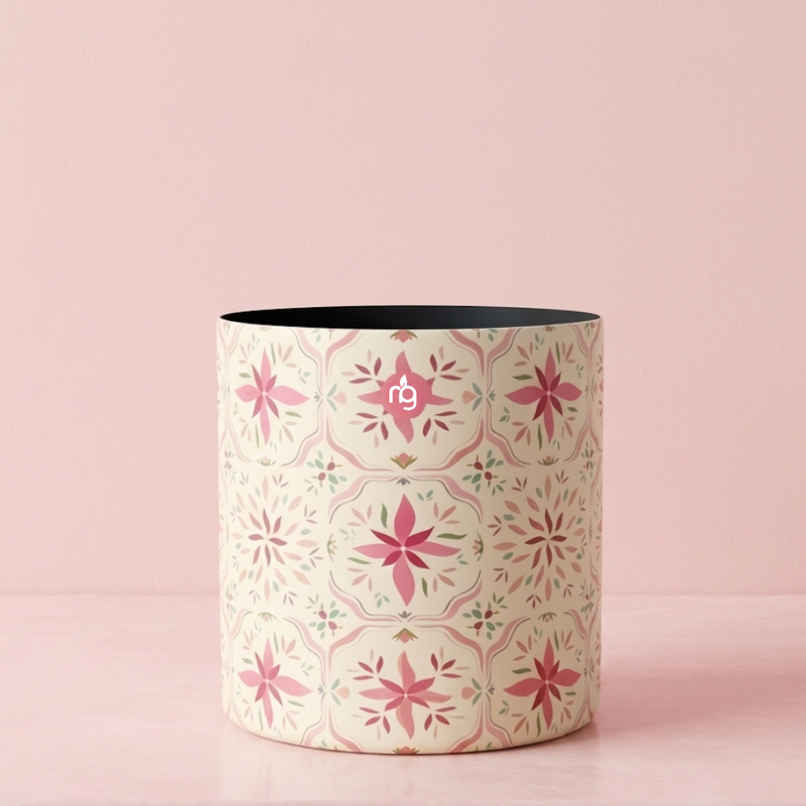 Nurturing Green Floral Design Metal Planter