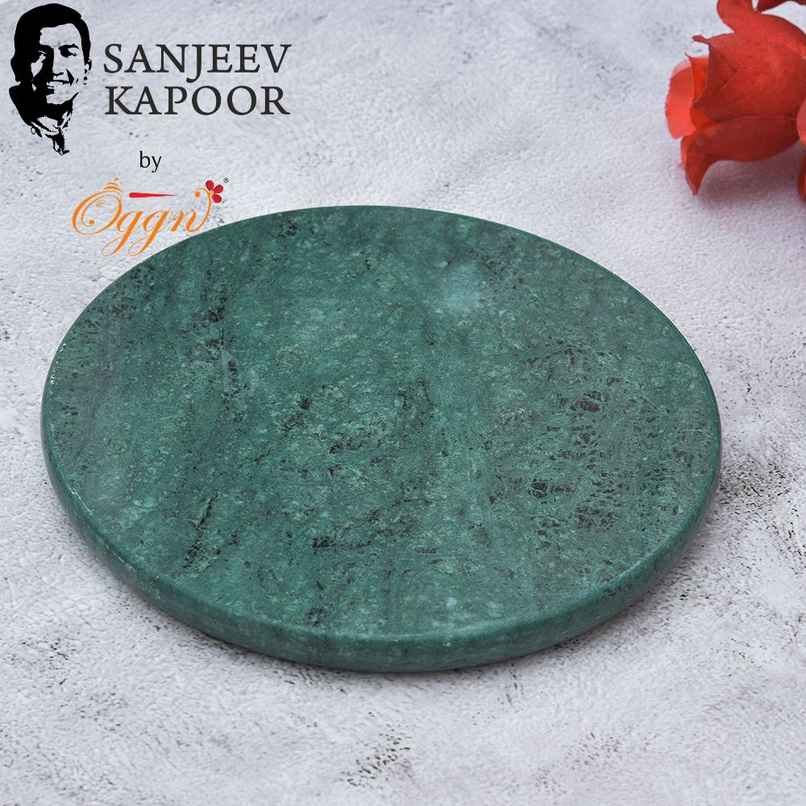 Sanjeev Kapoor by OGGN Granite |Green Marble| Chakla/Rolling Pin Board/Roti & Chapati Maker - 9 Inch