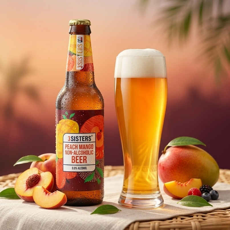 3 Sisters Peach and Mango Non Alcoholic Beer 3 Sisters Peach and Mango Non Alcoholic Beer