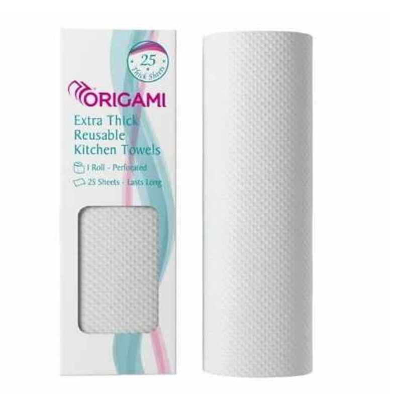 Origami Reusable Kitchen Towel Roll - 25 Sheets, Washable up to 2,500 Times Origami Reusable Kitchen Towel Roll - 25 Sheets, Washable up to 2,500 Times