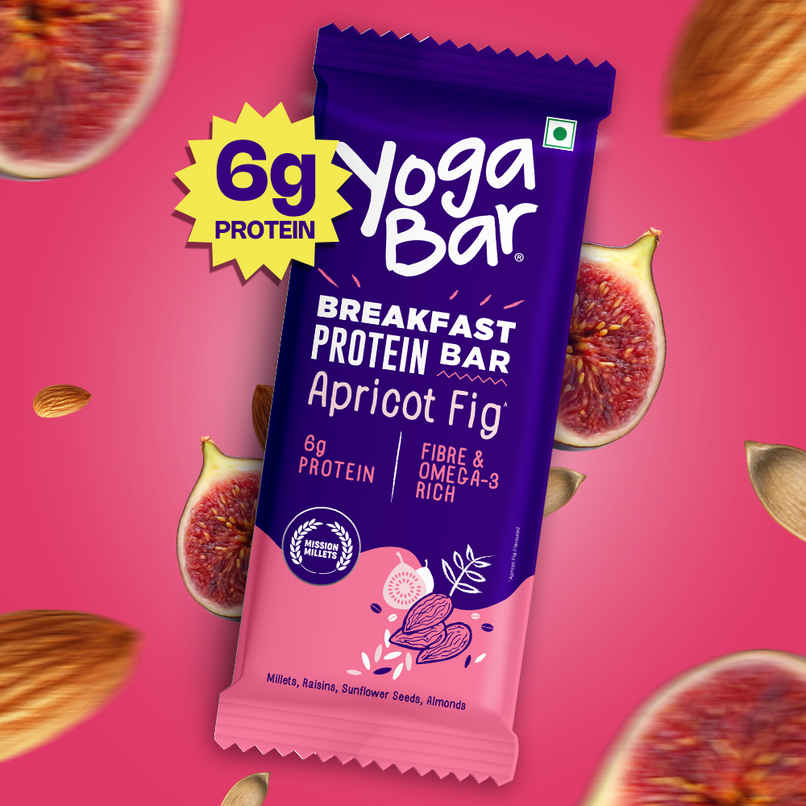 Yoga Bar Breakfast Protein Bar Apricot Fig, 6g Protein, Fiber Rich , Omega - 3, Millets, Almonds