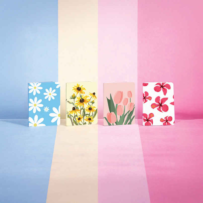 Papboo Floral A5 Ruled Set Of 4 Notebooks, 80 Gsm Paper (240 Pages, 21 x 15 cm, Assorted)