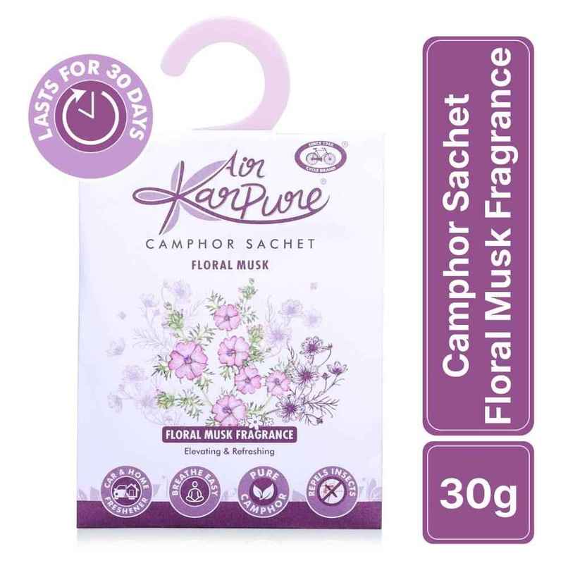 Floral Musk Camphor Sachet by Air Karpure | Car, Bathroom & Room Freshener | From House of Cycle