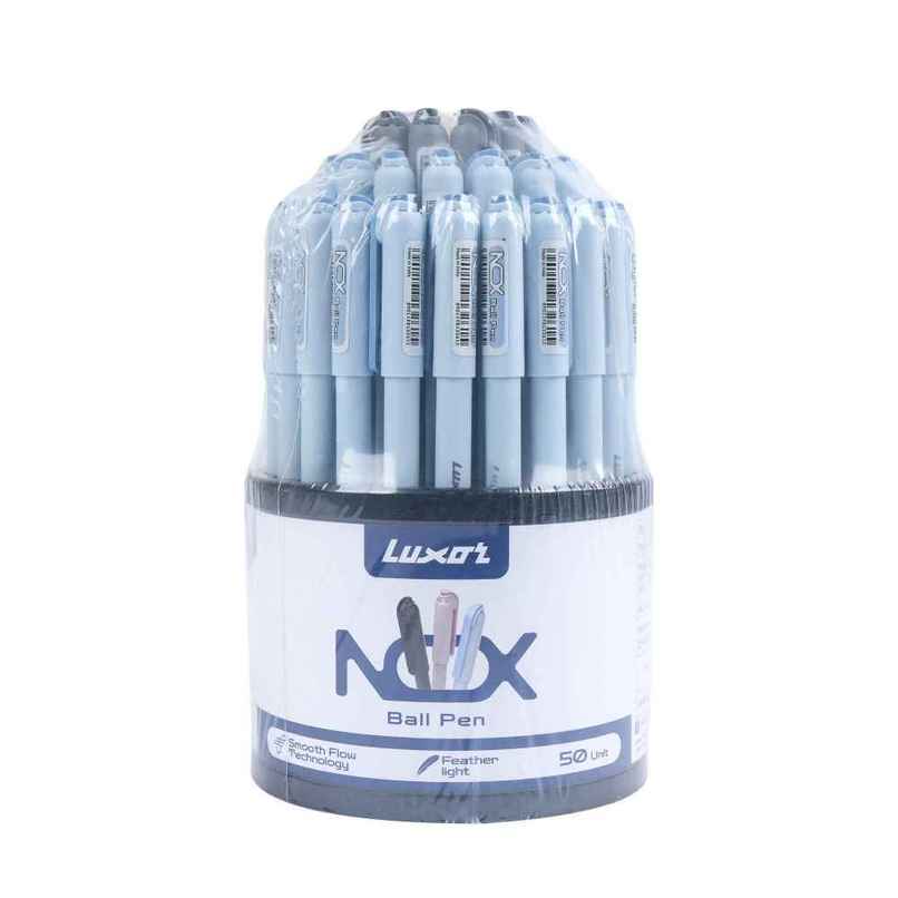 Luxor NOX Ball Pens | 0.7mm Tip | Assorted | Pack of 50 | Smooth Writing