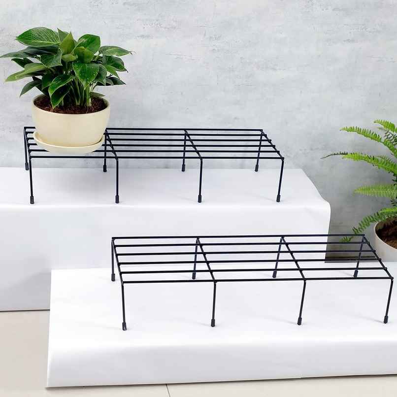 Nurturing Green - Metal Plant Stands for Home & Balcony | Black | Set of 2 | Size: 24Inch x 8.5Inch